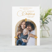 Sophisticated Gold Arch Photo Merriest Christmas シーズンカード (スタンド正面)