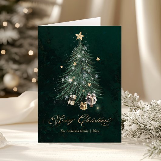 Sophisticated Gold Foil Christmas Tree シーズンカード