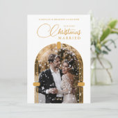 Sophisticated Golden Dome Photo First Christmas シーズンカード (スタンド正面)