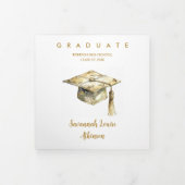 Sophisticated Graduation Cap Pastel Tones Glitter 三つ折り案内状 (カバー)