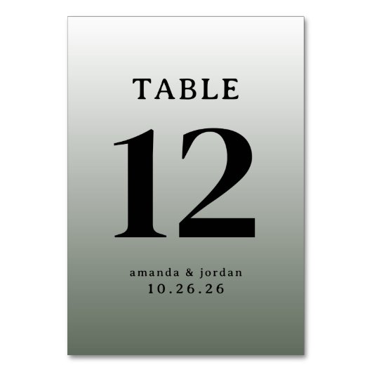 Sophisticated Gray Gradient Wedding Table Card テーブルナンバー (正面)