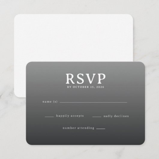 Sophisticated Gray Minimalist RSVP (正面/裏面)