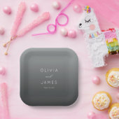 Sophisticated Gray Minimalist Wedding ペーパープレート (パーティー)