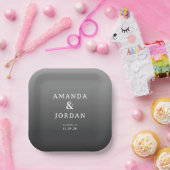 Sophisticated Gray Minimalist Wedding ペーパープレート (パーティー)