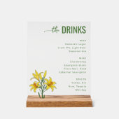 Sophisticated Green Floral Beverage Menu アクリルサイン (正面)