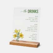 Sophisticated Green Floral Beverage Menu アクリルサイン (傾斜)