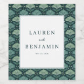 Sophisticated Green Leaf Motive ワインラベル (シングルラベル)