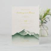 Sophisticated Green Mountain Landscape 箔招待状 (立ち正面)