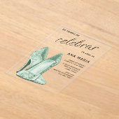 Sophisticated Green Spanish Feminine Birthday  アクリル招待状 (レイダウン)