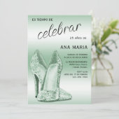 Sophisticated Green Spanish Feminine Birthday 招待状 (スタンド正面)