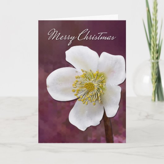Sophisticated High-Poly Winter Rose Art Christmas カード (正面)