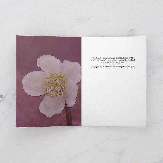 Sophisticated High-Poly Winter Rose Art Holiday カード (内部)