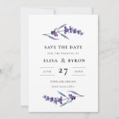 Sophisticated lilac floral Save the date 招待状 (正面)