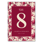 Sophisticated Maroon Floral Table Number テーブルナンバー (裏面)