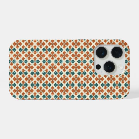 Sophisticated Mid-Century Modern Atomic Starburst iPhoneケース (裏面横)