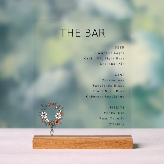 Sophisticated Minimalist Beverage Menu アクリルサイン (ニュートラル)