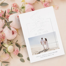 Sophisticated Minimalist Photo Elegant Script 箔招待状