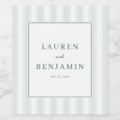 Sophisticated Mint Striped Elegancy ワインラベル (シングルラベル)