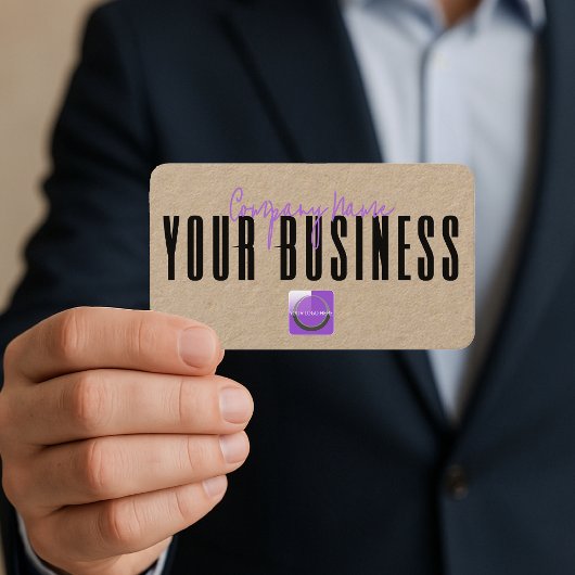 Sophisticated Modern Kraft  Purple Logo Generic  名刺