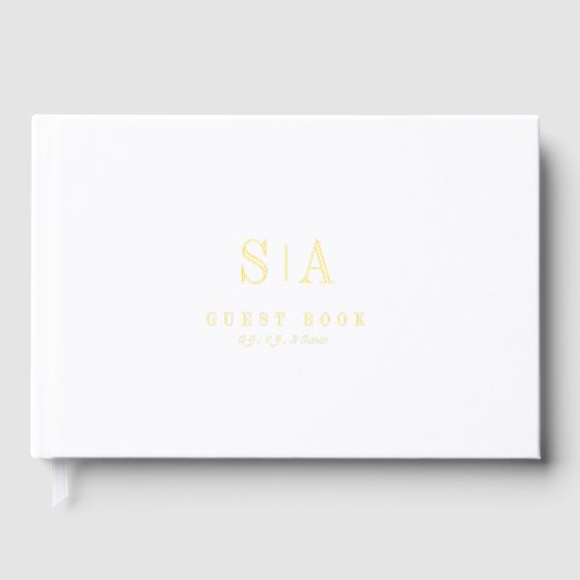 Sophisticated monogram minimalist wedding ゲストブック (正面)