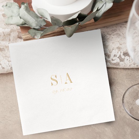 Sophisticated monogram minimalist wedding 箔ナプキン