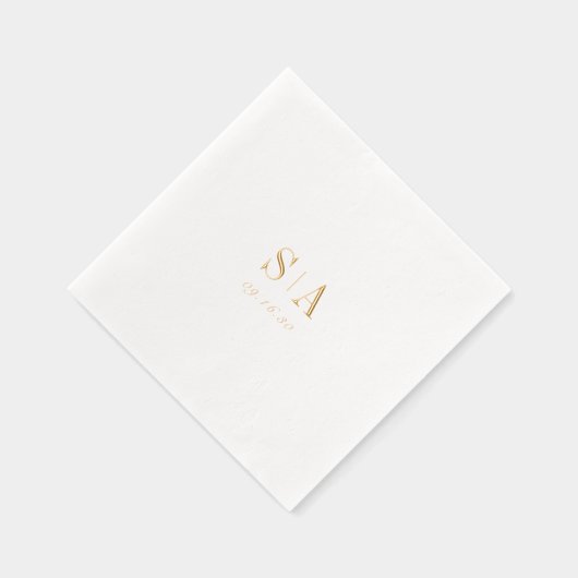 Sophisticated monogram minimalist wedding 箔ナプキン (右)