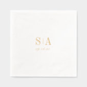 Sophisticated monogram minimalist wedding 箔ナプキン (正面)