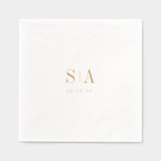 Sophisticated monogram minimalist wedding 箔ナプキン (正面)