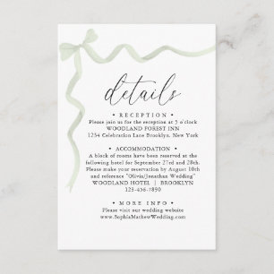 Sophisticated Muted Green Ribbon Monogram Wedding  エンクロージャーカード