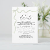 Sophisticated Muted Green Ribbon Monogram Wedding  エンクロージャーカード (スタンド正面)