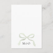 Sophisticated Muted Green Ribbon Monogram Wedding  エンクロージャーカード (裏面)
