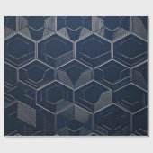 Sophisticated Navy and Silver Hexagon Paper ラッピングペーパー (フラット)