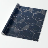 Sophisticated Navy and Silver Hexagon Paper ラッピングペーパー (アンロールド)