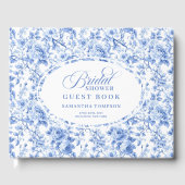 Sophisticated Navy Blue Floral Toile Bridal Shower ゲストブック (正面)