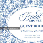 Sophisticated Navy Blue Floral Toile Bridal Shower ゲストブック