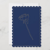 Sophisticated navy blue gold peony floral Wedding 招待状 (裏面)