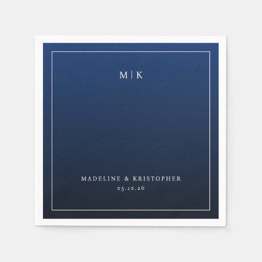 Sophisticated Navy Blue Minimalist スタンダードカクテルナプキン (正面)