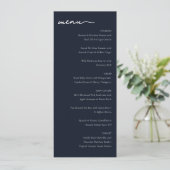 Sophisticated Navy Blue Minimalist Wedding Menu メニュー (スタンド正面)