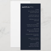 Sophisticated Navy Blue Minimalist Wedding Menu メニュー (正面/裏面)