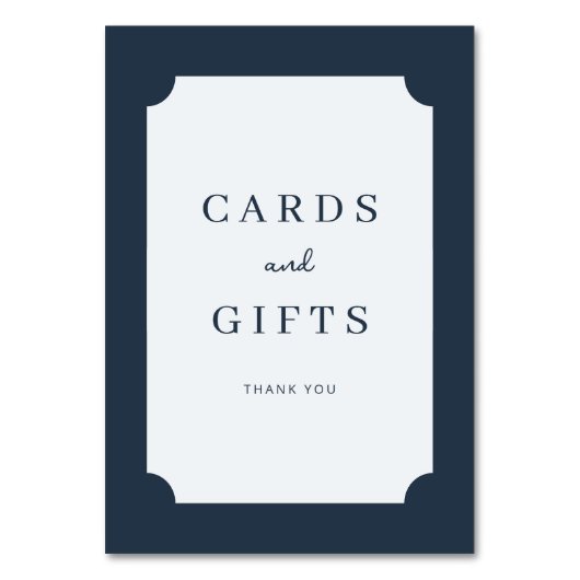 Sophisticated Navy Blue Serif Gratitude Card テーブルナンバー (正面)