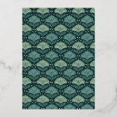 Sophisticated Navy Botanical Leaf 箔招待状 (裏面)