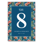 Sophisticated Navy Cactus Floral テーブルナンバー (裏面)
