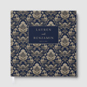 Sophisticated Navy Floral Vintage ゲストブック (正面)