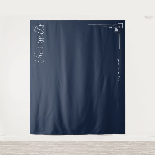 Sophisticated Navy Geometric Lines タペストリー (正面)