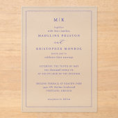 Sophisticated Navy Initials アクリル招待状 (正面)