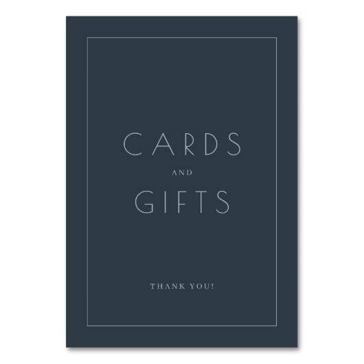 Sophisticated Navy Minimalist Gratitude Card テーブルナンバー (正面)