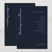 Sophisticated Navy Minimalist Wedding Program プログラム (正面/裏面)