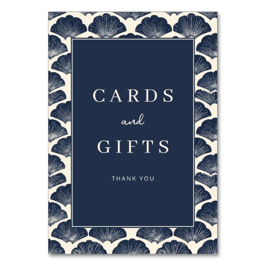 Sophisticated Navy Seashell Border テーブルナンバー (正面)