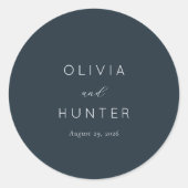 Sophisticated Navy Typographic ラウンドシール (正面)