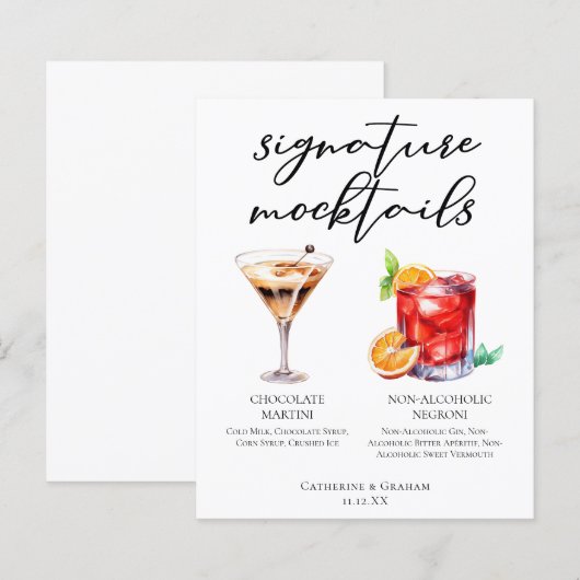 Sophisticated Non-Alcoholic Wedding Mocktails Menu (正面/裏面)